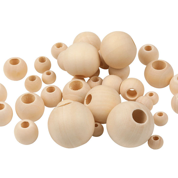 Natural Wooden Beads, 100-Pack, 10-30mm Diameter, DIY Crafting, Jewelry Making