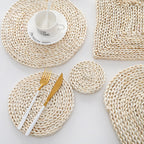 Handwoven Corn Husk Placemats, Set of Round Natural Fiber Table Mats, Japanese-Inspired Eco-Friendly Heat Resistant Coasters, 4.5"-14" Diameter