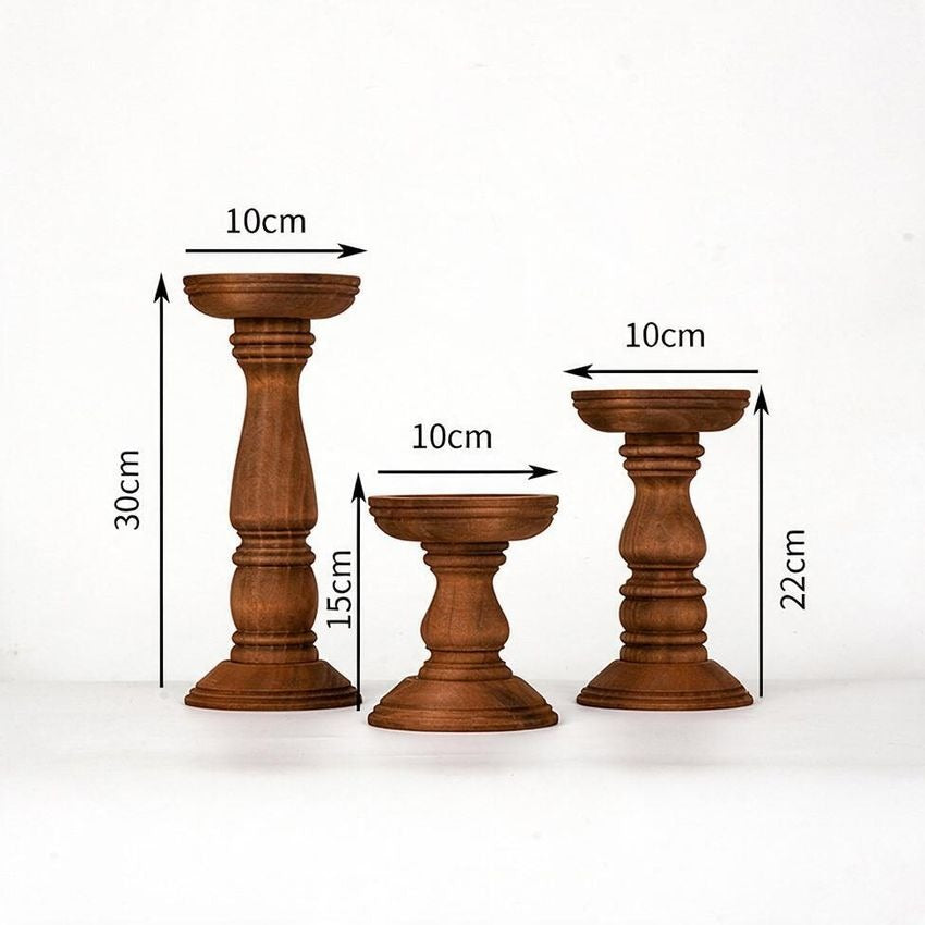 Vintage Wooden Candle Holder, Roman Column Design for Dining Table Decor, Nordic Style, Perfect for Festive Occasions