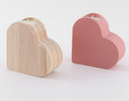 Set of 5 Pinewood Heart-Shaped Candle Holders, Rustic European Style Decor for Christmas, Valentine's Day, and Home