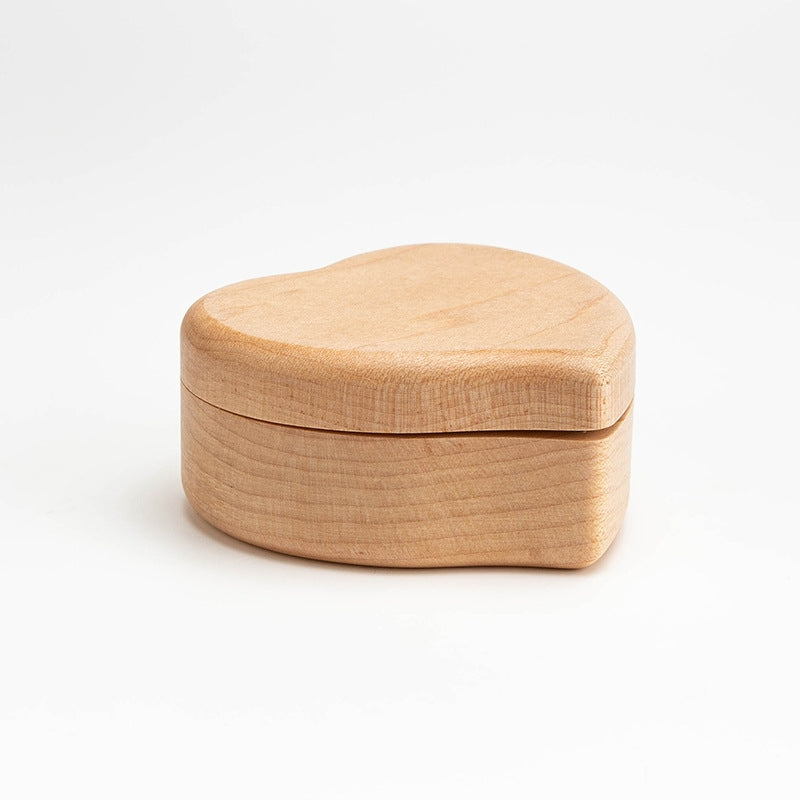 Handcrafted Beechwood Music Box, Heart and Square Design, Walnut Finish, Perfect Birthday Gift