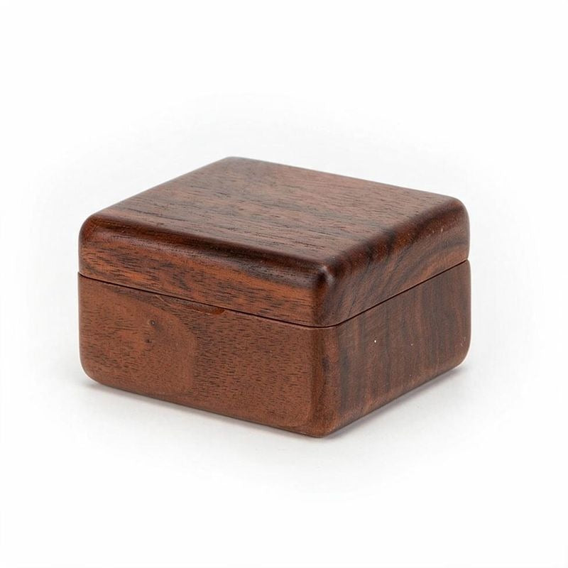 Handcrafted Beechwood Music Box, Heart and Square Design, Walnut Finish, Perfect Birthday Gift