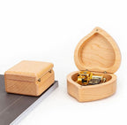 Handcrafted Beechwood Music Box, Heart and Square Design, Walnut Finish, Perfect Birthday Gift