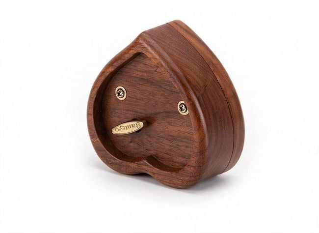 Handcrafted Beechwood Music Box, Heart and Square Design, Walnut Finish, Perfect Birthday Gift