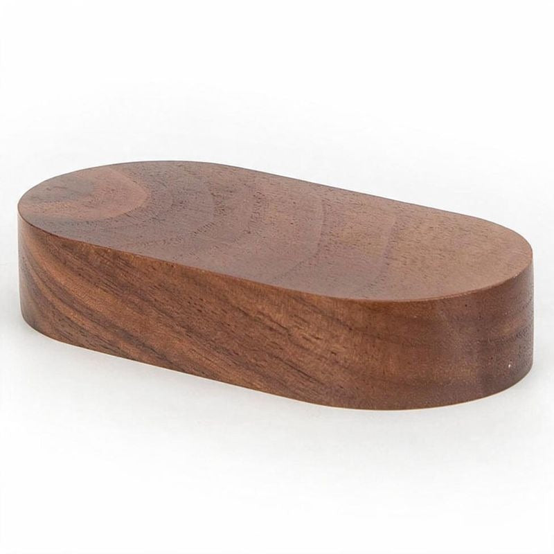 Walnut Wood Elliptical Base, Handmade Wooden Display Stand for Miniatures, Figurines, and DIY Crafts, Modern Minimalist Style, 4 Sizes