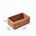 Handwoven Square Rattan Basket, Natural Storage Organizer for Desk, Fruit Bowl, Home Decor