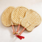 Handwoven Wheat Straw Fan, Large Chinese Style Handheld Fan, Summer Cooling Fan, Eco-Friendly Gift, 11" x 14"