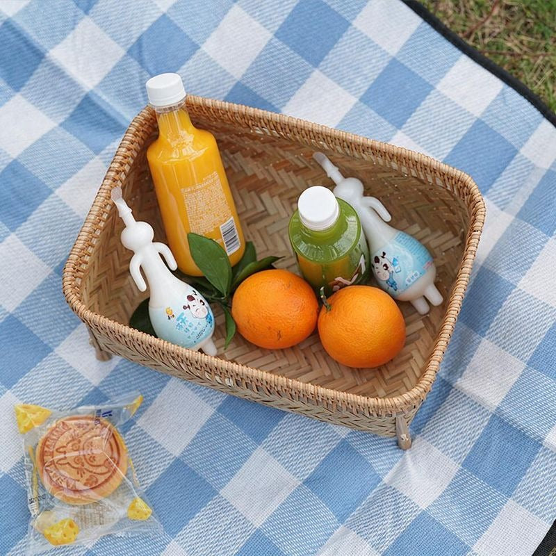 Handwoven Bamboo Basket, Modern Minimalist Style, Wooden Organizer for Home, Office, or Picnic