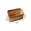 Handwoven Bamboo Basket, Modern Minimalist Style, Wooden Organizer for Home, Office, or Picnic