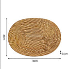 Rattan Coasters and Placemats, Set of Round and Oval Heat-Resistant Pads for Kitchen, Dining Table, Tea Accessories