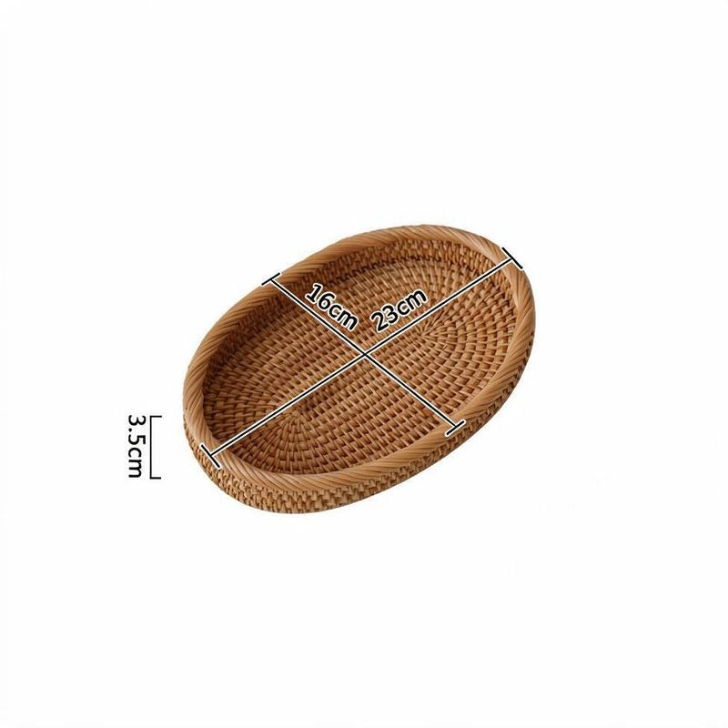 Handwoven Rattan Basket, 2 Sizes, Fruit Bowl & Kitchen Organizer for Bread, Snacks, Utensils