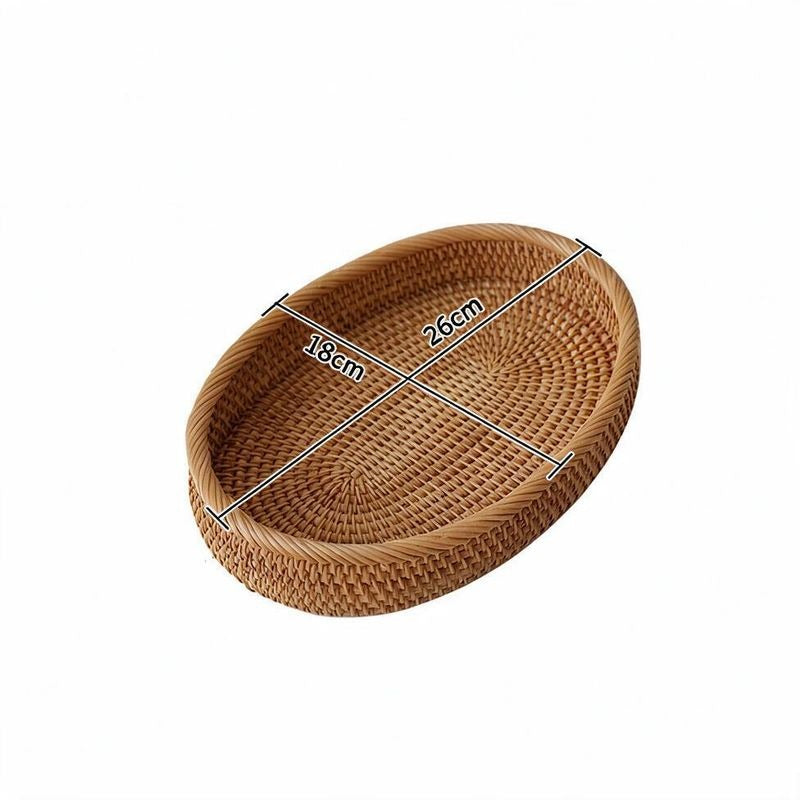 Handwoven Rattan Basket, 2 Sizes, Fruit Bowl & Kitchen Organizer for Bread, Snacks, Utensils
