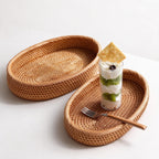 Handwoven Rattan Basket, 2 Sizes, Fruit Bowl & Kitchen Organizer for Bread, Snacks, Utensils