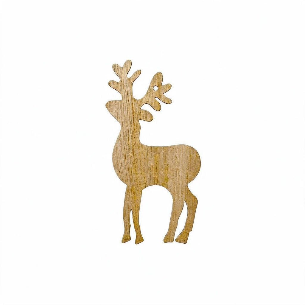 Wooden Christmas Reindeer Decor, Set of 20 Rustic Farmhouse Style Woodland Ornaments, 5" Tall Crafted from Paulownia Wood