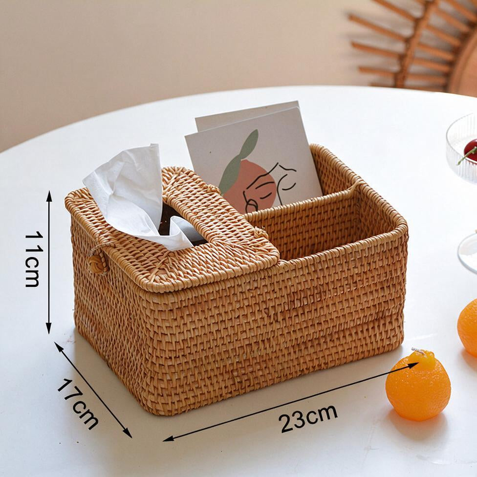Handwoven Rattan Square Storage Basket, Modern Minimalist Design, Multiple Sizes, No Lid