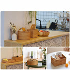 Handwoven Rattan Square Storage Basket, Modern Minimalist Design, Multiple Sizes, No Lid