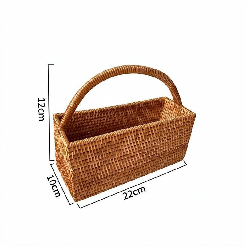 Handwoven Rattan Square Storage Basket, Modern Minimalist Design, Multiple Sizes, No Lid