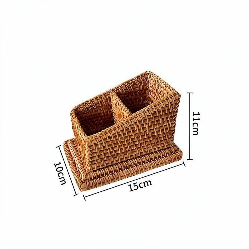 Handwoven Rattan Square Storage Basket, Modern Minimalist Design, Multiple Sizes, No Lid