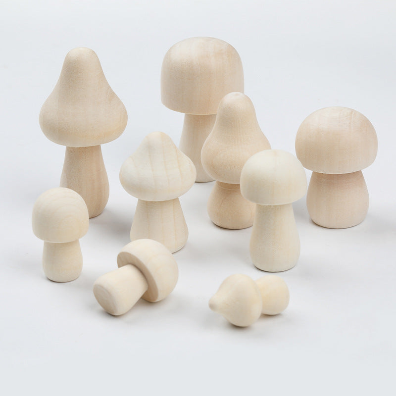 Natural Wooden Mushroom Craft Set, 100-Piece DIY Kids Painting Kit, Simple Style Home Decor