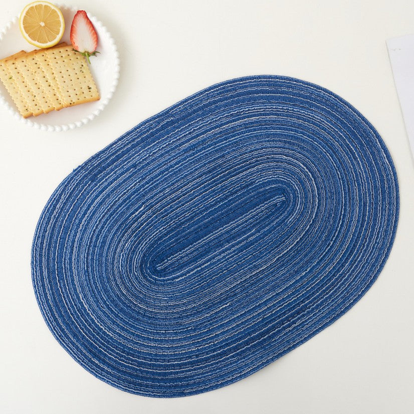 Handwoven Cotton Placemat, Oval Heat-Resistant Table Mat, Eco-Friendly Ramie Fabric, Ins Style, 20"