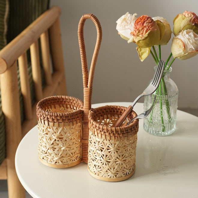 Handwoven Rattan Square Storage Basket, Modern Minimalist Design, Multiple Sizes, No Lid