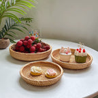 Handwoven Rattan Fruit Basket, Natural Woven Storage Bowl for Bread, Vegetables, Home Decor, Farmhouse Style, 3 Sizes (Small 7.5", Medium 8.5", Large 10")