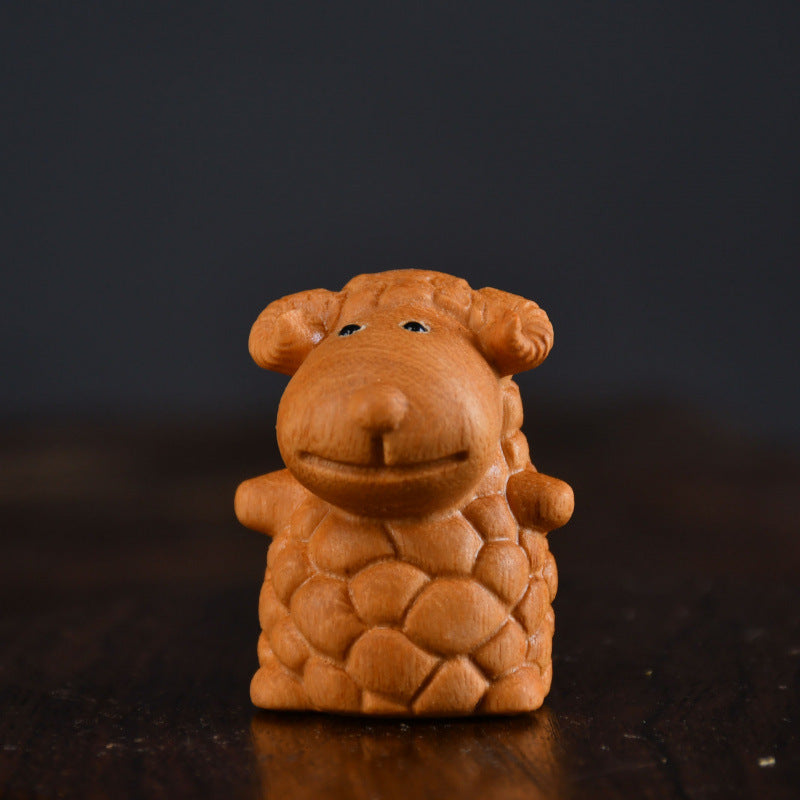 Chinese Zodiac Boxwood Carved Figurine, 1.5" Miniature Handcrafted Wooden Statue, Traditional Style