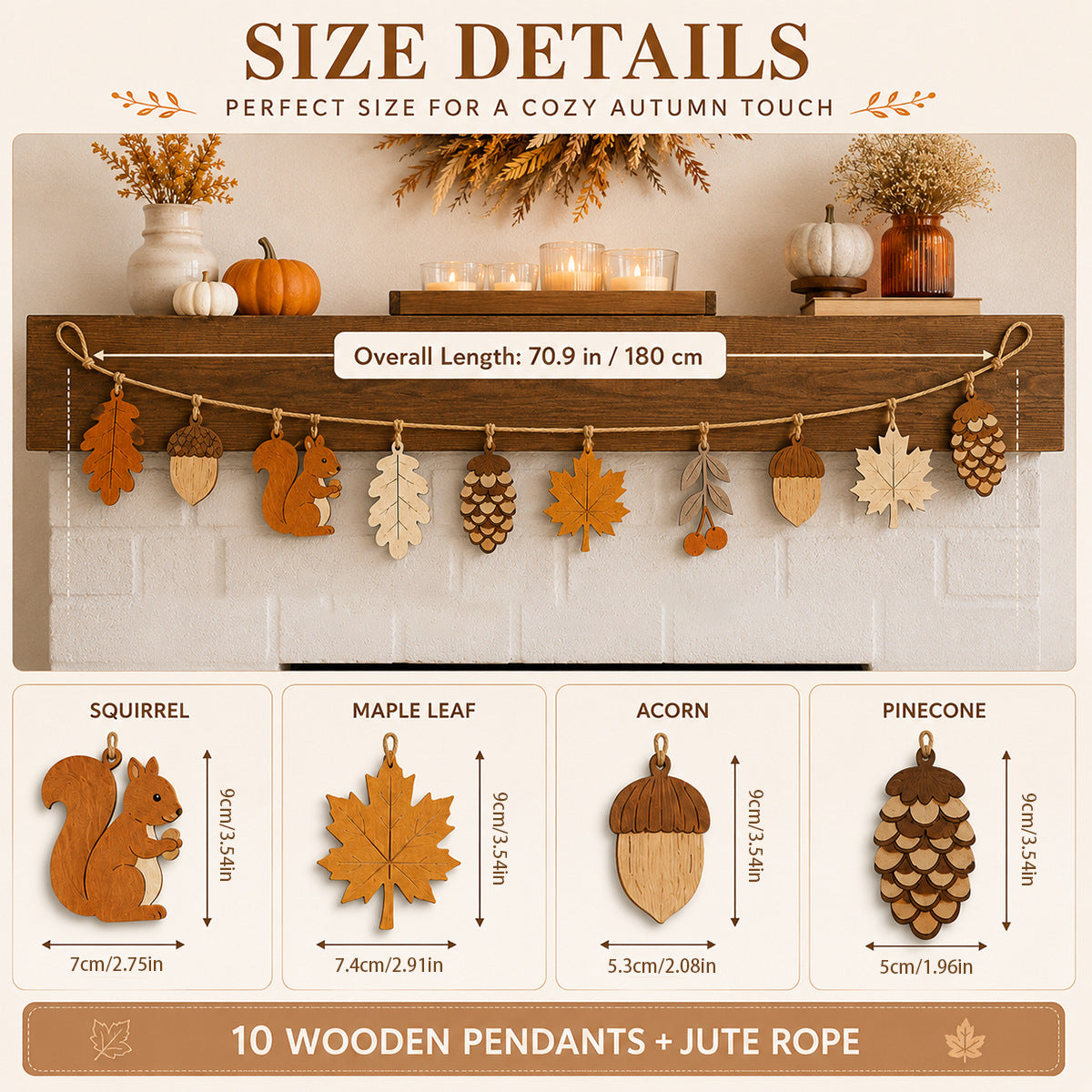 Christmas Wooden Ornament Hanging Decor, Pinewood DIY Party Decoration, Vintage Style