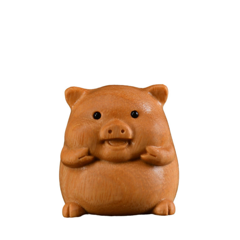 Chinese Zodiac Boxwood Carved Figurine, 1.5" Miniature Handcrafted Wooden Statue, Traditional Style