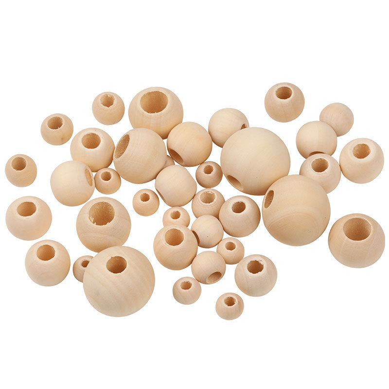 Natural Wooden Beads, 100-Pack, 10-30mm Diameter, DIY Crafting, Jewelry Making