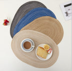 Handwoven Cotton Placemat, Oval Heat-Resistant Table Mat, Eco-Friendly Ramie Fabric, Ins Style, 20"