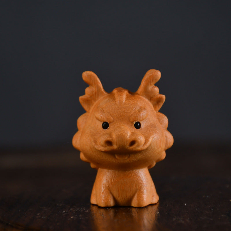 Chinese Zodiac Boxwood Carved Figurine, 1.5" Miniature Handcrafted Wooden Statue, Traditional Style