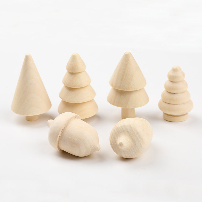 Wooden Acorn Craft Kit, DIY Painting Toy for Kids, Set of 10, Natural Wood Finish