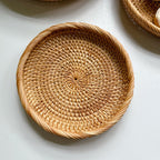 Handwoven Rattan Fruit Basket, Natural Woven Storage Bowl for Bread, Vegetables, Home Decor, Farmhouse Style, 3 Sizes (Small 7.5", Medium 8.5", Large 10")