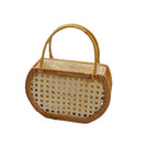 Handwoven Rattan Tote Bag, Double Strap French Style Woven Basket Purse for Women, Everyday Use