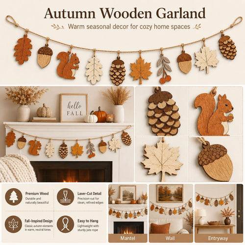 Christmas Wooden Ornament Hanging Decor, Pinewood DIY Party Decoration, Vintage Style