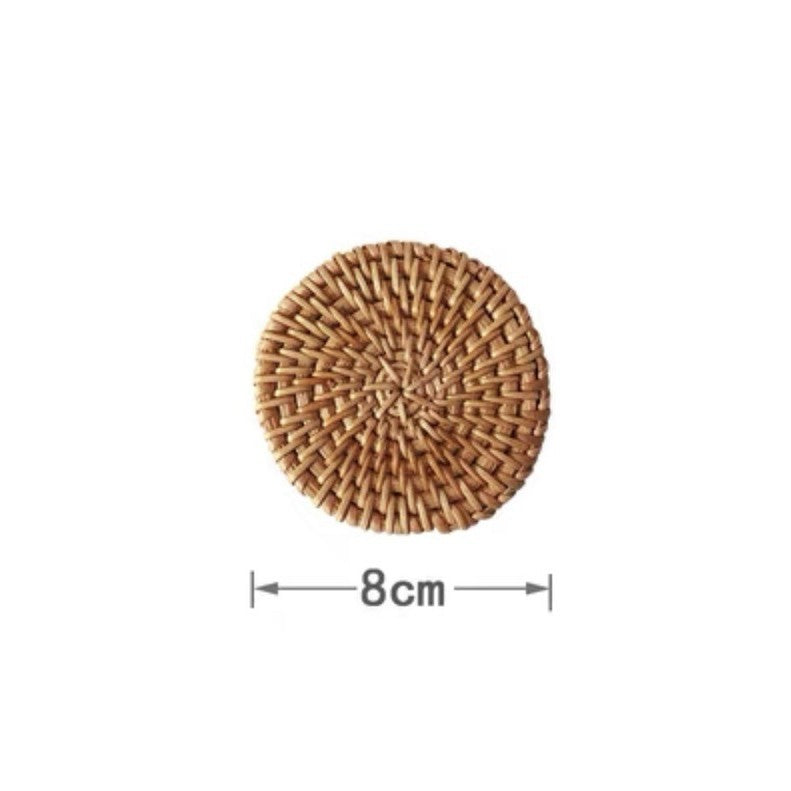 Handwoven Rattan Coasters, Round Heat-Resistant Placemats for Tea, Dining, and Tableware, Eco-Friendly and Modern