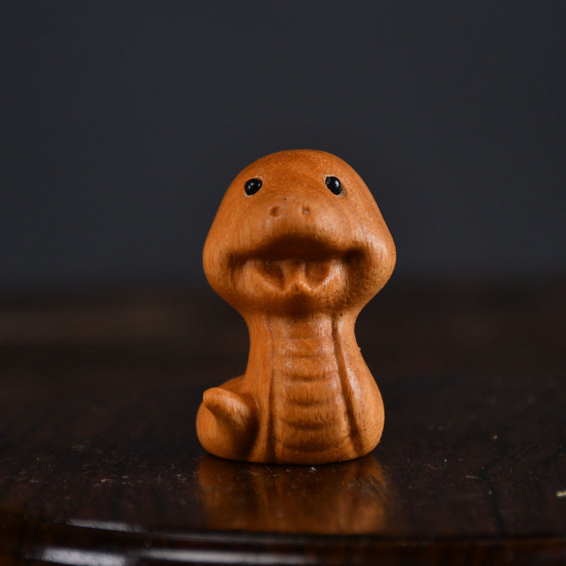 Chinese Zodiac Boxwood Carved Figurine, 1.5" Miniature Handcrafted Wooden Statue, Traditional Style