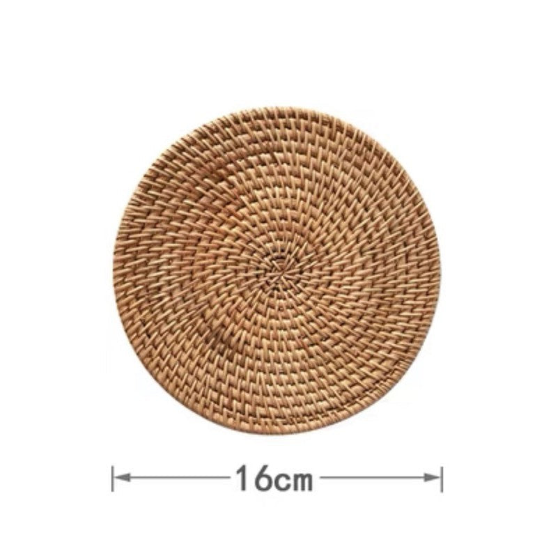Handwoven Rattan Coasters, Round Heat-Resistant Placemats for Tea, Dining, and Tableware, Eco-Friendly and Modern