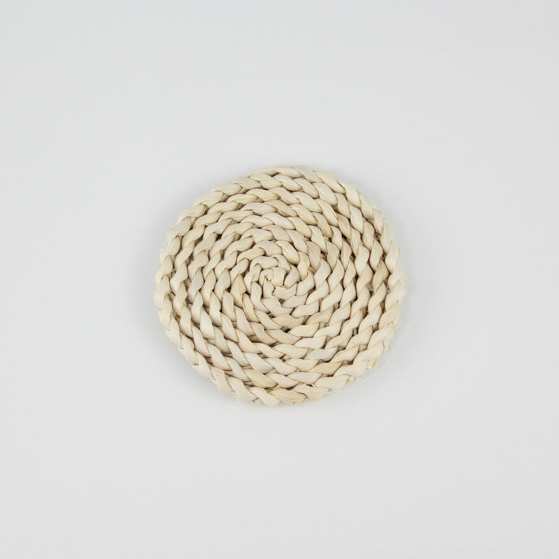 Handwoven Corn Husk Placemats, Set of Round Natural Fiber Table Mats, Japanese-Inspired Eco-Friendly Heat Resistant Coasters, 4.5"-14" Diameter