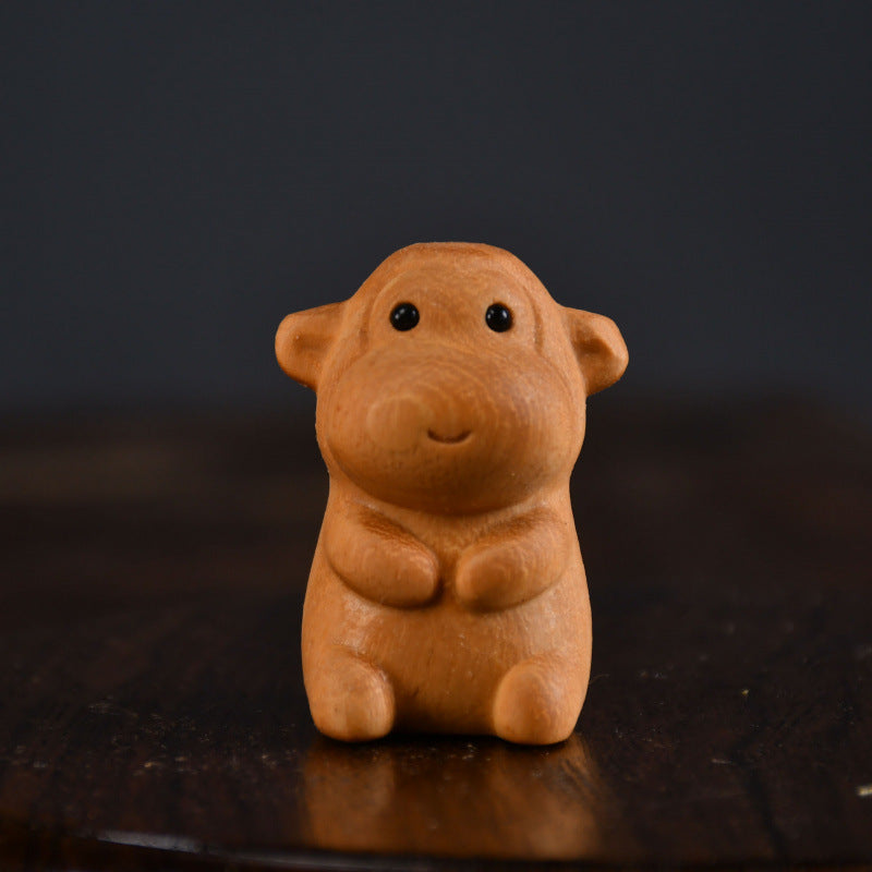 Chinese Zodiac Boxwood Carved Figurine, 1.5" Miniature Handcrafted Wooden Statue, Traditional Style