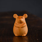 Chinese Zodiac Boxwood Carved Figurine, 1.5" Miniature Handcrafted Wooden Statue, Traditional Style