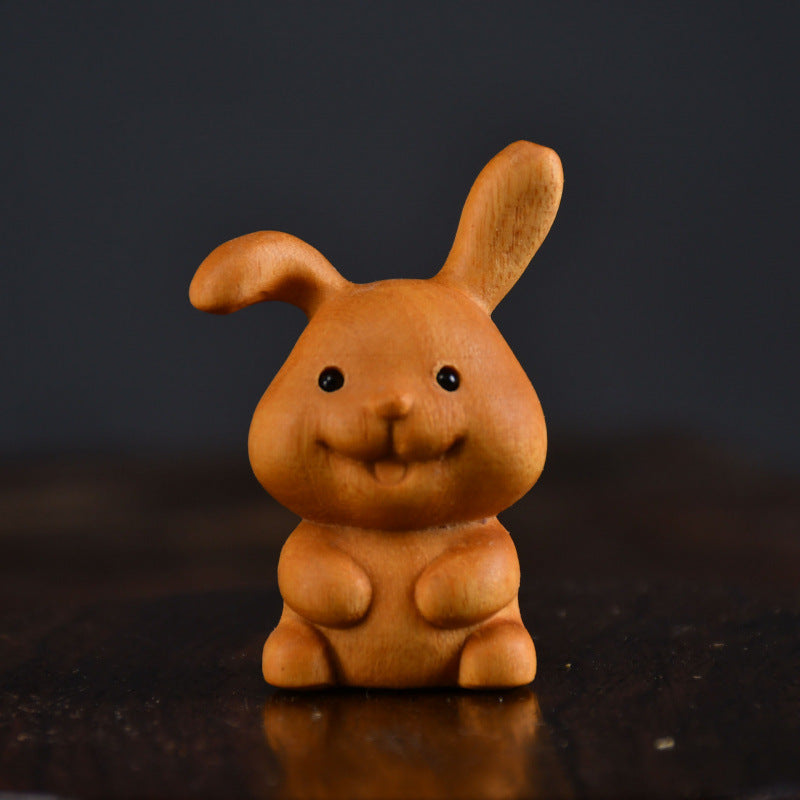 Chinese Zodiac Boxwood Carved Figurine, 1.5" Miniature Handcrafted Wooden Statue, Traditional Style