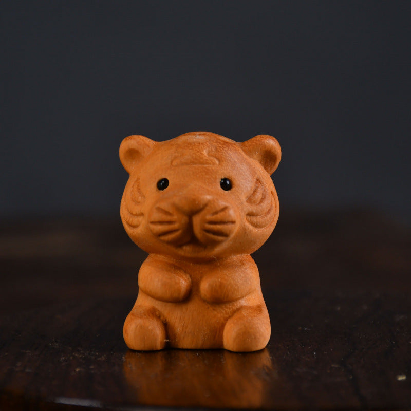 Chinese Zodiac Boxwood Carved Figurine, 1.5" Miniature Handcrafted Wooden Statue, Traditional Style
