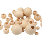 Natural Wooden Beads, 100-Pack, 10-30mm Diameter, DIY Crafting, Jewelry Making