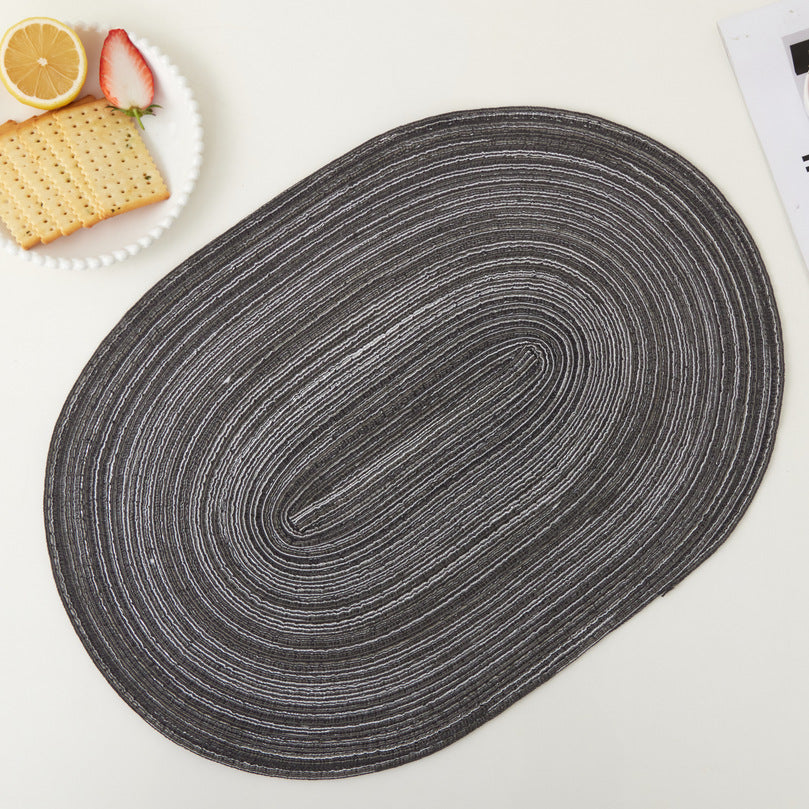 Handwoven Cotton Placemat, Oval Heat-Resistant Table Mat, Eco-Friendly Ramie Fabric, Ins Style, 20"