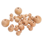 Beech Wood Round Beads with Holes, Natural Wood Craft Beads, 100-Pack