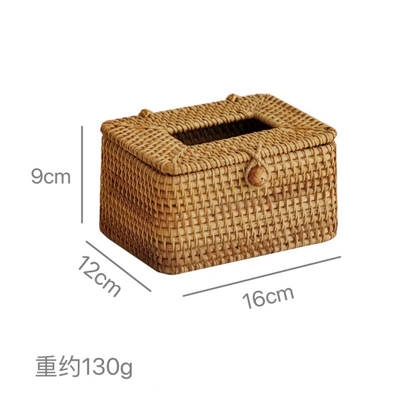 Rattan Tissue Box Holder, Farmhouse Style, Multi-Purpose, Desktop or Living Room Organizer