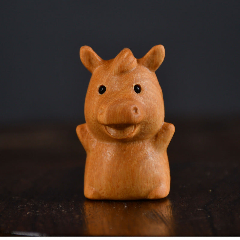 Chinese Zodiac Boxwood Carved Figurine, 1.5" Miniature Handcrafted Wooden Statue, Traditional Style