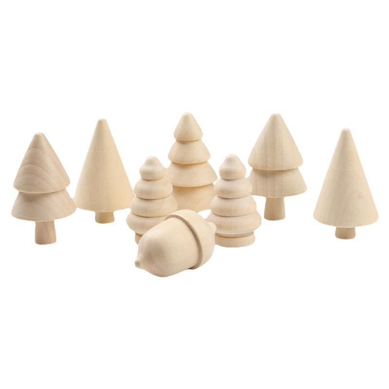 Wooden Acorn Craft Kit, DIY Painting Toy for Kids, Set of 10, Natural Wood Finish